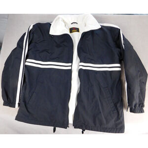 Baru Sports Large Men's Black And White Striped Fleece-lined Bomber Jacket